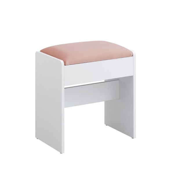 Oprta taburetka/stolček VELVET za toaletno mizico, 45×45×28,6 cm, bela/roza