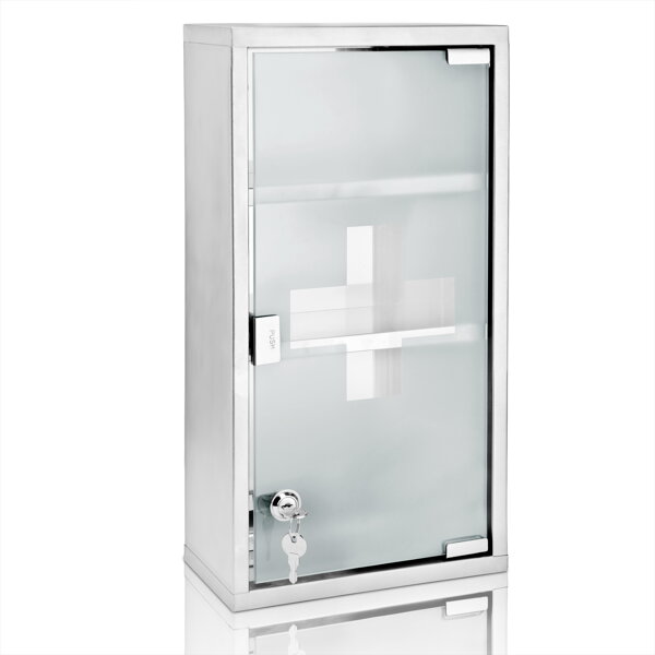Stenska omarica za prvo pomoč SAVE, 25x12x48,5cm, srebrna