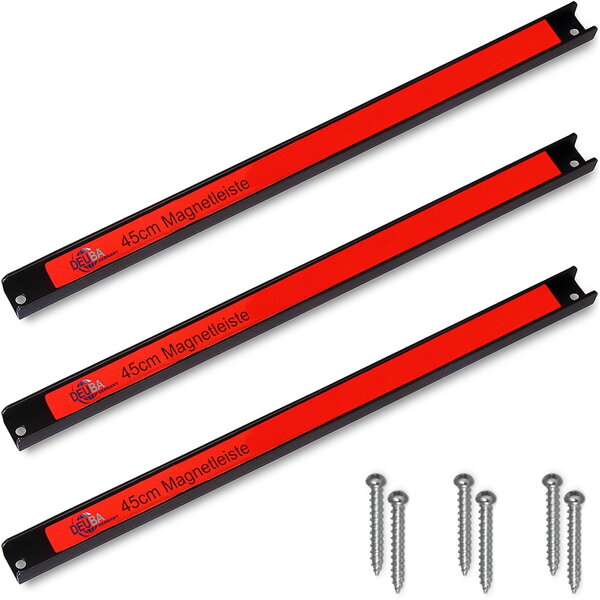 Magnetni trak HOLDER, 3 kosi, 45cm, rdeče/črno